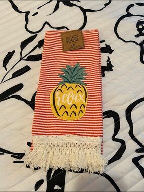 Embellished Red Striped Pineapple Kitchen Towel by DII